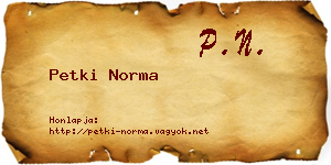 Petki Norma névjegykártya